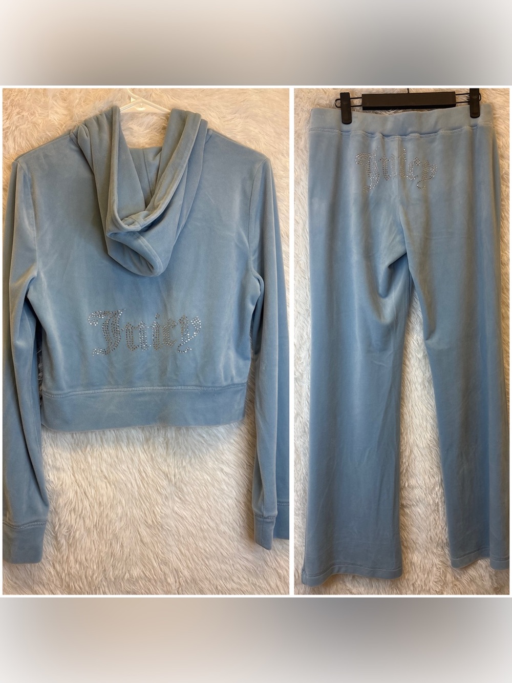 JUICY COUTURE BABY BLUE VELOUR TRACKSUIT SET – SIZE MEDIUM 🩵✨👑